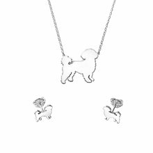 Load image into Gallery viewer, Shih Tzu Necklace and Stud Earrings SET - Silver - WeeShopyDog
