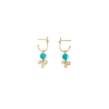 Load image into Gallery viewer, Boho Clover - 14K Gold Filled and Ocean Jade - Dangle Stud Hoop Earrings - WeeShopyDog