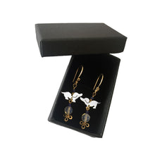 Load image into Gallery viewer, Dachshund Dangle Drop Earrings - 14K Gold Filled, Silver & Opalite |Dog Fun - WeeShopyDog