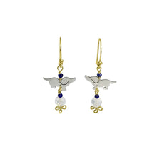 Load image into Gallery viewer, Dachshund Dangle Drop Earrings - 14K Gold Filled, Silver & Opalite |Dog Fun - WeeShopyDog