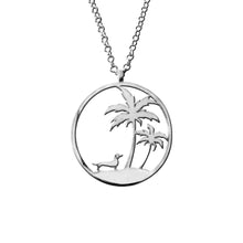 Load image into Gallery viewer, Dachshund Palm Tree Pendant Necklace - Silver/14K Gold-Plated - WeeShopyDog