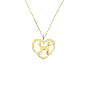 Poodle Necklace - 14k Gold Plated Heart Pendant - WeeShopyDog