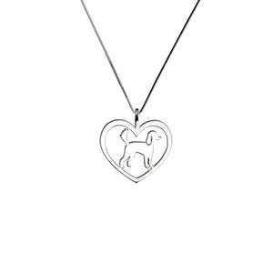 Poodle Necklace - Silver Heart Pendant - WeeShopyDog