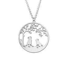 Load image into Gallery viewer, Pug Tree Of Life Pendant Necklace - Silver/14K Gold-Plated - WeeShopyDog
