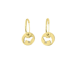 Pug Hoop Dangle Earrings - 14K Gold-Plated - WeeShopyDog
