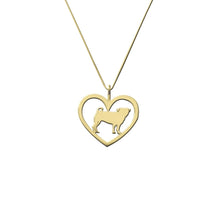 Load image into Gallery viewer, Pug Necklace - 14k Gold Plated Heart Pendant - WeeShopyDog

