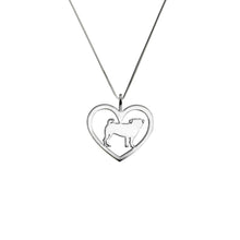 Load image into Gallery viewer, Pug Necklace - Silver Heart Pendant - WeeShopyDog