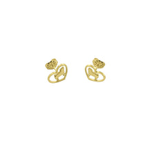 Load image into Gallery viewer, Pug Stud Earrings - 14K Gold-Plated Heart - WeeShopyDog