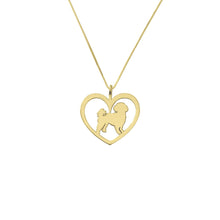 Load image into Gallery viewer, Shih Tzu Necklace - 14k Gold Plated Heart Pendant - WeeShopyDog