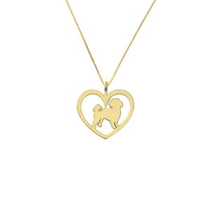Shih Tzu Necklace - 14k Gold Plated Heart Pendant - WeeShopyDog