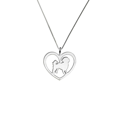 Shih Tzu Necklace - Silver Heart Pendant - WeeShopyDog