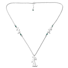 Load image into Gallery viewer, Dachshund Pendant Necklace- Silver Turquoise | Sit-up - WeeShopyDog