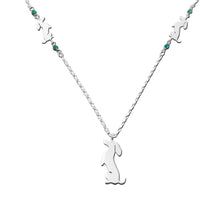 Load image into Gallery viewer, Dachshund Pendant Necklace- Silver Turquoise | Sit-up - WeeShopyDog