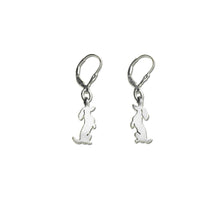 Load image into Gallery viewer, Dachshund Dangle Leverback Earrings - Silver |Sit-up - WeeShopyDog