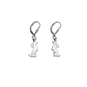 Dachshund Dangle Leverback Earrings - Silver |Sit-up - WeeShopyDog