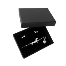 Load image into Gallery viewer, Dachshund Bracelet and Stud Earrings SET - Silver/14K Gold-Plated |Line - WeeShopyDog