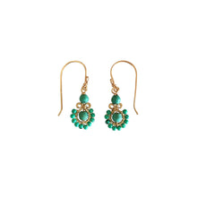 Load image into Gallery viewer, Boho Flower - 14K Gold Filled and Turquoise - Dangle Drop Earrings - WeeShopyDog