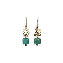 Load image into Gallery viewer, Boho Light - 14K Gold Filled and Turquoise - Dangle Drop Earrings - WeeShopyDog