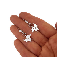 Load image into Gallery viewer, Dachshund Dangle Leverback Earrings - Silver |Up - WeeShopyDog