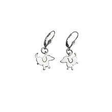 Load image into Gallery viewer, Dachshund Dangle Leverback Earrings - Silver |Up - WeeShopyDog