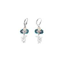 Load image into Gallery viewer, Dachshund Dangle Leverback Earrings - Silver Turquoise |I - WeeShopyDog