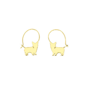 Yorkie Hoop Earrings - 14k Gold plated - WeeShopyDog