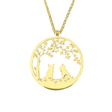Load image into Gallery viewer, Yorkie Pendant Necklace - 14K Gold Plated Tree Of Life - WeeShopyDog
