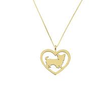 Load image into Gallery viewer, Yorkie Necklace - 14k Gold Plated Heart Pendant - WeeShopyDog
