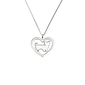 Yorkie Necklace - Silver Heart Pendant - WeeShopyDog