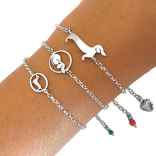 Load image into Gallery viewer, Dachshund Bracelet - Silver |Line Oval - WeeShopyDog
