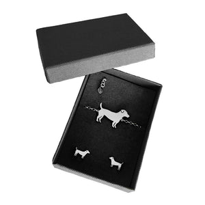 Jack Russell Bracelet and Stud Earrings SET - Silver - WeeShopyDog