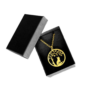 French Bulldog Little Tree Of Life Pendant Necklace - Silver/14K Gold-Plated - WeeShopyDog