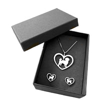 Load image into Gallery viewer, Shih Tzu Necklace and Stud Earrings SET - Silver/14K Gold-Plated |Heart
