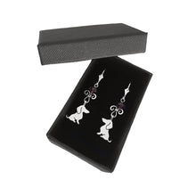 Load image into Gallery viewer, Dachshund Dangle Leverback Earrings - Silver Amethyst |Sweet - WeeShopyDog

