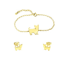 Load image into Gallery viewer, Yorkie Bracelet and Stud Earrings SET - 14K Gold-Plated - WeeShopyDog
