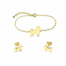 Load image into Gallery viewer, Shih Tzu Bracelet and Stud Earrings SET - 14k Gold plated - WeeShopyDog
