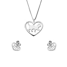 Load image into Gallery viewer, Cat Necklace and Earrings SET - Silver Stud  - WeeShopyDog
