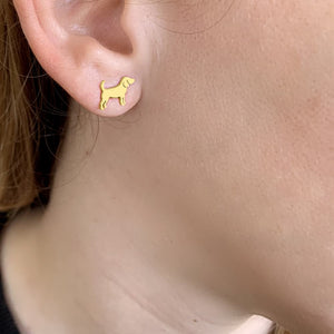 Beagle Stud Earrings - Silver/14K Gold-Plated |Line - WeeShopyDog
