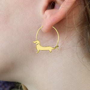 Dachshund Hoop Earrings - 14K Gold-Plated |Line - WeeShopyDog