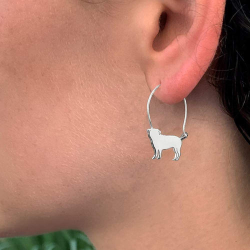 Pug Hoop Earrings - Silver/14K Gold-Plated |Line - WeeShopyDog