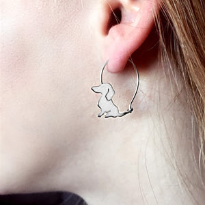 Dachshund Hoop Earrings - Silver |Sweet - WeeShopyDog