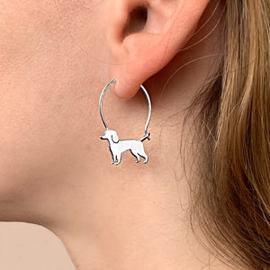 Poodle Necklace and Hoop Earrings SET - Silver/14K Gold-Plated |Line