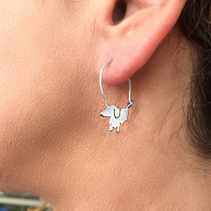Dachshund Hoop Earrings - Silver |Up - WeeShopyDog