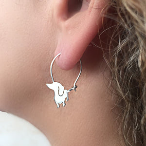 Dachshund Hoop Earrings - Silver |I - WeeShopyDog