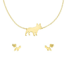 Load image into Gallery viewer, French Bulldog Necklace and Stud Earrings SET - Silver/14K Gold-Plated |Line - WeeShopyDog
