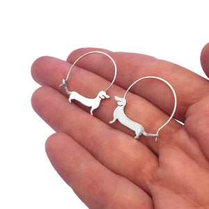 Dachshund Bracelet and Hoop Earrings SET - Silver/14K Gold-Plated |Line - WeeShopyDog