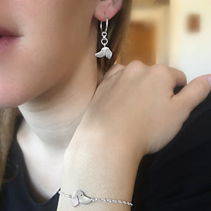 Dachshund Bracelet and Hoop Dangle Earrings SET - Silver |Side - WeeShopyDog