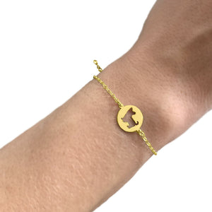 Yorkie Charm Bracelet - 14K Gold-Plated - WeeShopyDog