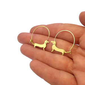 Dachshund Hoop Earrings - Silver/14K Gold-Plated |Line - WeeShopyDog