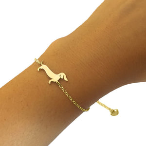 Dachshund Bracelet and Hoop Earrings SET - Silver/14K Gold-Plated |Line - WeeShopyDog